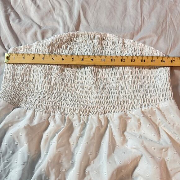 Shein Curve Plus Size 3XL White Smocked Top Swiss Dot Tie Shoulder Top - Picture 8 of 8